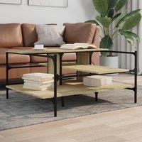 Berkfield Home Coffee Table Sonoma Oak 100x100x48.5 cm Engineered Wood in Brown