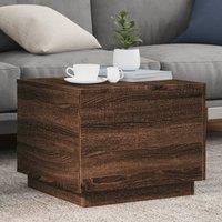 Berkfield Home Coffee Table with LED Lights Brown Oak 50x50x40 cm | Size: 50 x 50 x 40 cm