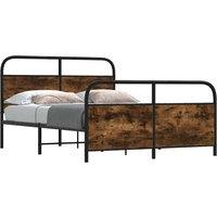 Berkfield Home Metal Bed Frame without Mattress Smoked Oak 140x190 cm in Brown