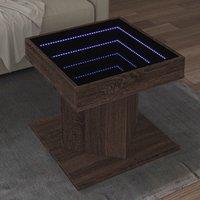 Berkfield Home Coffee Table with LED Brown Oak 50x50x45 cm Engineered Wood | Size: 50 x 50 x 45 cm