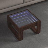 Berkfield Home Coffee Table with Infinity LED Brown Oak 50x53x30 cm | Size: 50 x 53 x 30 cm