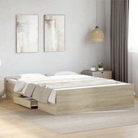 Berkfield Home Bed Frame with Drawers without Mattress Sonoma Oak 150x200 cm King Size in Brown