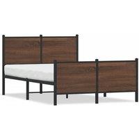 Metal Bed Frame without Mattress Brown Oak 120x190 cm Small Double