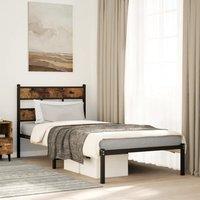 Berkfield Home Metal Bed Frame without Mattress Smoked Oak 90x200 cm in Brown