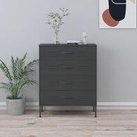 Berkfield Home Chest of Drawers Anthracite 80x35x101.5 cm Steel in Black