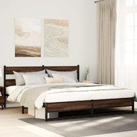 Berkfield Home Metal Bed Frame without Mattress Brown Oak 180x200 cm Super King