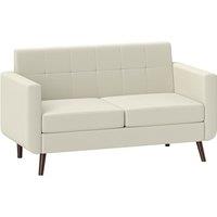 HOMCOM Modern Upholstered Fabric Loveseat Sofa for Living Room, Cream in Off-White