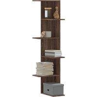Berkfield Home Wall Corner Shelf Brown Oak 36.5x36.5x140 cm Engineered Wood
