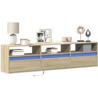 Berkfield Home TV Wall Cabinet with LED Sonoma Oak 180x31x45 cm in Brown | Size: 180 x 31 x 45 cm