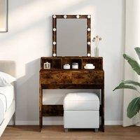 Berkfield Home Dressing Table with LED Smoked Oak 80x41x144.5 cm in Brown