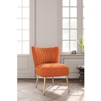 Orange Matte Velvet Wingback Accent Chair with Gold Metal Legs