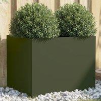 Berkfield Home Planter Olive Green 62x47x46 cm Steel | Size: 62 x 47 x 46 cm