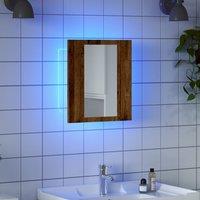 Berkfield Home LED Bathroom Mirror Cabinet Old Wood 40x12x45 cm Engineered Wood in Brown | Size: 40 x 12 x 45 cm