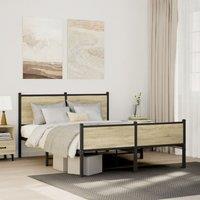 Berkfield Home Metal Bed Frame without Mattress Sonoma Oak 150x200 cm King Size in Brown