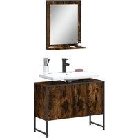 Berkfield Home 2 Piece Bathroom Cabinet Set Smoked Oak Engineered Wood in Brown