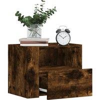 Berkfield Home Wall-mounted Bedside Cabinet Smoked Oak 45x30x35 cm in Brown | Size: 45 x 30 x 35 cm