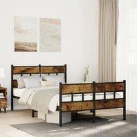 Berkfield Home Metal Bed Frame without Mattress Smoked Oak 120x190 cm Small Double in Brown