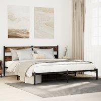 Berkfield Home Metal Bed Frame without Mattress Smoked Oak 183x213 cm in Brown