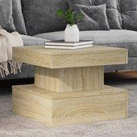 Berkfield Home Coffee Table with LED Lights Sonoma Oak 50x50x40 cm in Brown | Size: 50 x 50 x 40 cm