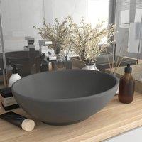 Berkfield Home Luxury Basin Oval-shaped Matt Dark Grey 40x33 cm Ceramic