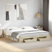 Berkfield Home Bed Frame with Drawers without Mattress Sonoma Oak 200x200 cm in Brown