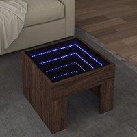 Coffee Table with Infinity LED Brown Oak 40x40x30 cm