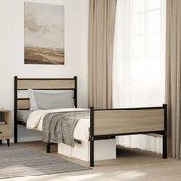 Berkfield Home Bed Frame without Mattress Sonoma Oak 75x190 cm Small Single Engineered Wood in Brown