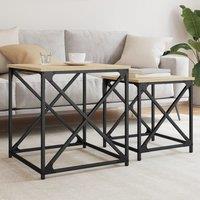 Berkfield Home Nesting Coffee Tables 2 pcs Sonoma Oak Engineered Wood in Brown