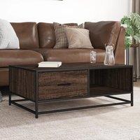 Berkfield Home Coffee Table Brown Oak 90x57x35 cm Engineered Wood & Metal | Size: 90 x 57 x 35 cm