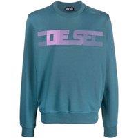 Diesel Men's Striped Logo Blue Sweatshirt | Size: XL