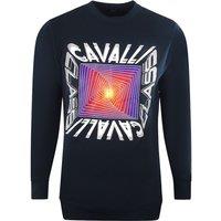 Cavalli Class Men's Asymmetric Box Design Navy Blue Sweatshirt | Size: Medium