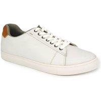 HX London Men's Romford Leather Fashion Trainers Casual Sneakers Shoes in White | Size: 8