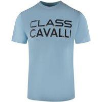 Cavalli Class Men's Bolted Logo Light Blue T-Shirt | Size: XL