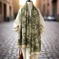 Lemon Daisy Accessories Women's Freya Winter Wrap Scarf Shawl in Green