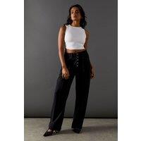 High Waisted Button Fly Seam Detail Dad Jeans