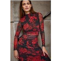 Star by Julien Macdonald Women's Paisley Mesh Maxi Dress in Red | Size: 16
