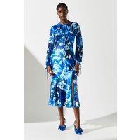 Panelled Tie Detail Midi Dress