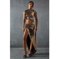 Sequin Top & Split Leg Maxi Skirt Co Ord