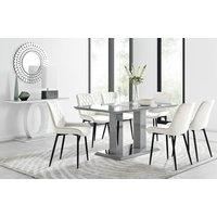 FurnitureboxUK Imperia 6 Grey Dining Table & 6 Pesaro Black Leg Chairs in Cream