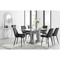 FurnitureboxUK Imperia 6 Grey Dining Table & 6 Pesaro Black Leg Chairs