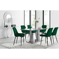 FurnitureboxUK Imperia 6 Grey Dining Table & 6 Pesaro Black Leg Chairs in Green