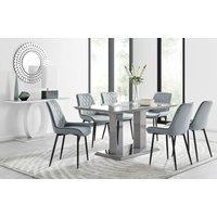 FurnitureboxUK Imperia 6 Grey Dining Table & 6 Pesaro Black Leg Chairs