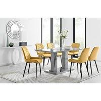 FurnitureboxUK Imperia 6 Grey Dining Table & 6 Pesaro Black Leg Chairs in Mustard