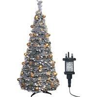 Xmas Haus 2.1m Pre-Lit 200ww Led Pop Up Gold Decor Xmas Tree in Silver | Size: 1 Pack
