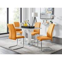 FurnitureboxUK Giovani Grey White Modern High Gloss & Glass Dining Table & 4 Lorenzo Chairs Set in Mustard