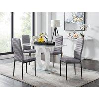 FurnitureboxUK Giovani 4 Grey Dining Table & 4 Velvet Milan Black Leg Chairs