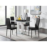 FurnitureboxUK Giovani 4 Grey Dining Table & 4 Velvet Milan Black Leg Chairs