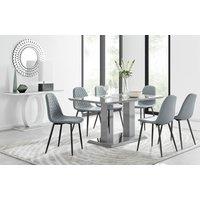 FurnitureboxUK Imperia 6 Grey Dining Table & 6 Corona Black Leg Chairs