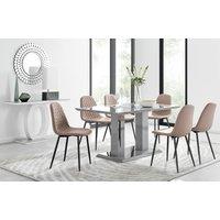 FurnitureboxUK Imperia 6 Grey Dining Table & 6 Corona Black Leg Chairs in Beige