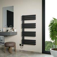 Agadon Lola Open Electric Designer Towel Radiator in Black | Size: 1200mm x 600mm